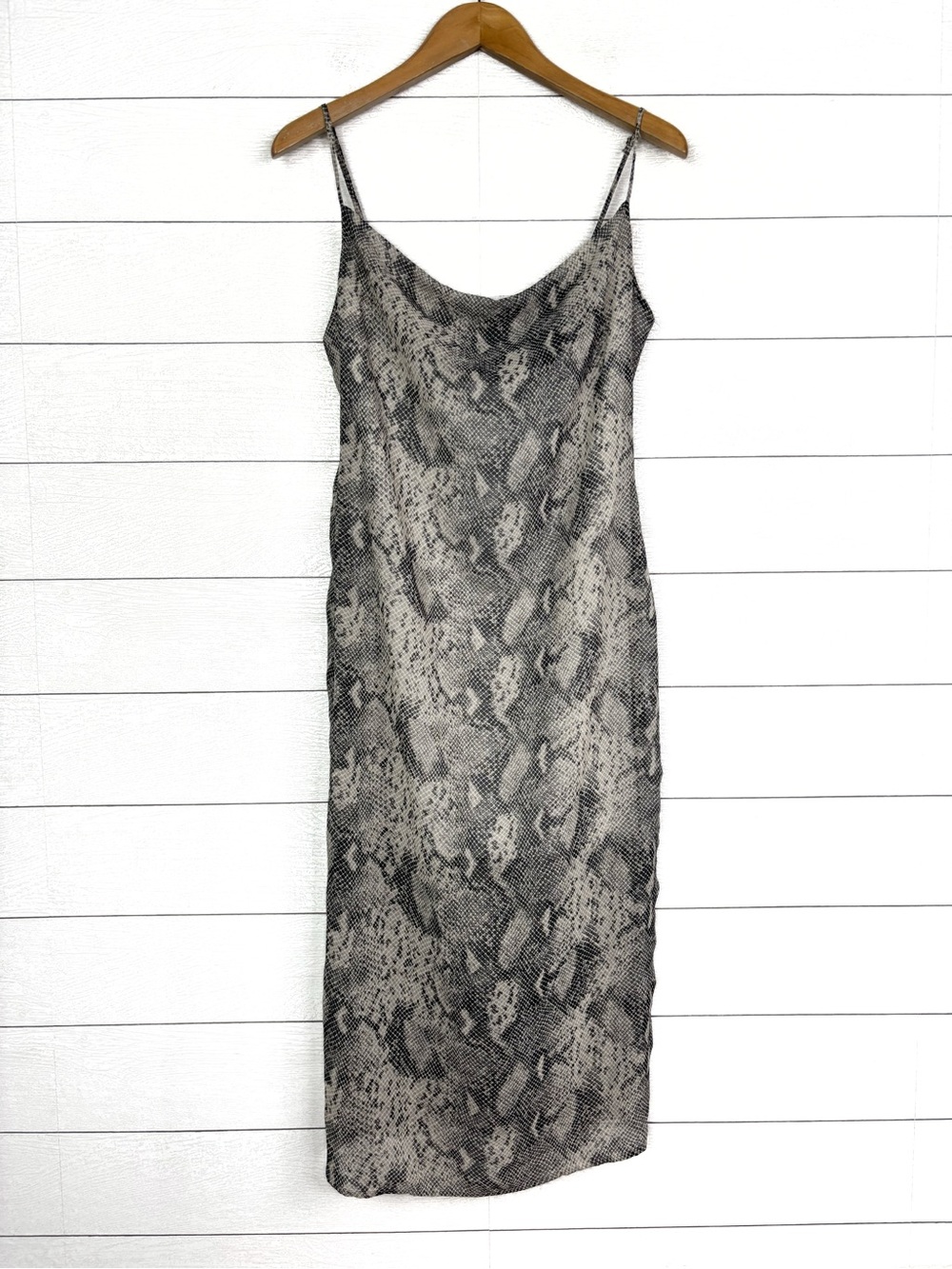 NWT Lulus Beige Snake Print Cowl Midi Dress Medium New